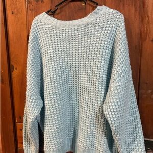 American Eagle Outfitters Light Blue Waffle Knit Sweater